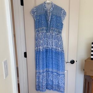 Bella Tu blue and white India print long dress.